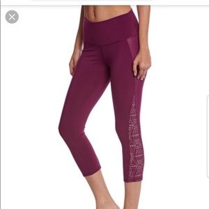 Alo high waisted patina laser cut purple leggings